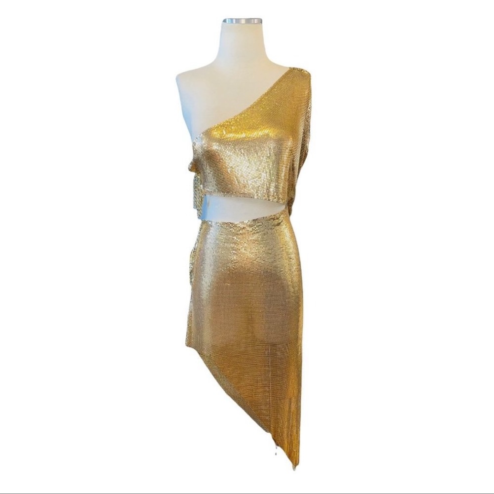 Bronx and Banco Dress Xenia One Shoulder Chainmail in Gold medium🥰SOLD - Picture 9 of 13